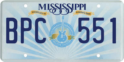 MS license plate BPC551