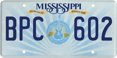 MS license plate BPC602