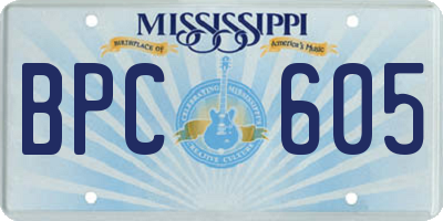 MS license plate BPC605