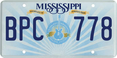 MS license plate BPC778