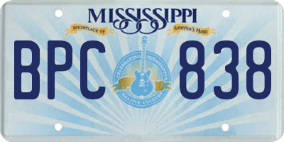 MS license plate BPC838