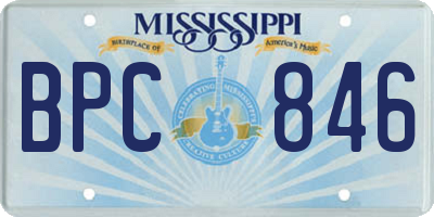 MS license plate BPC846