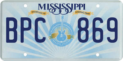 MS license plate BPC869