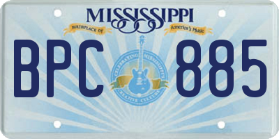 MS license plate BPC885