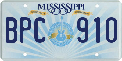 MS license plate BPC910