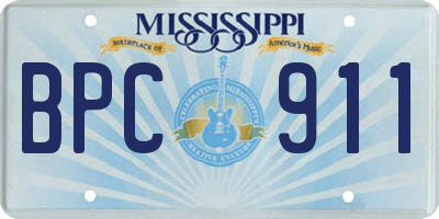 MS license plate BPC911