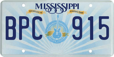 MS license plate BPC915