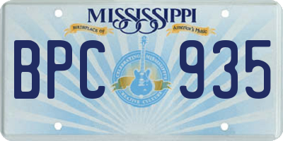 MS license plate BPC935