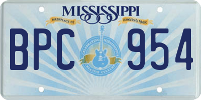 MS license plate BPC954