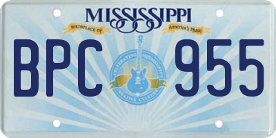 MS license plate BPC955