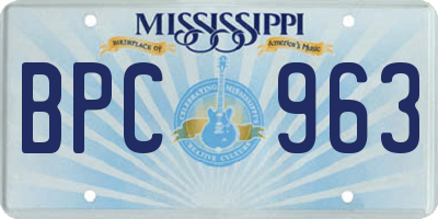 MS license plate BPC963