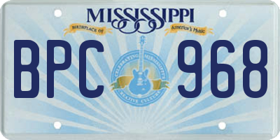 MS license plate BPC968