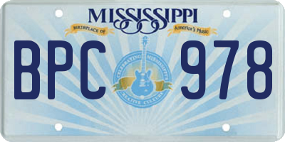 MS license plate BPC978