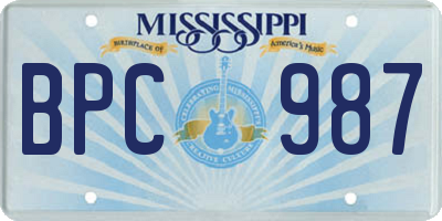 MS license plate BPC987