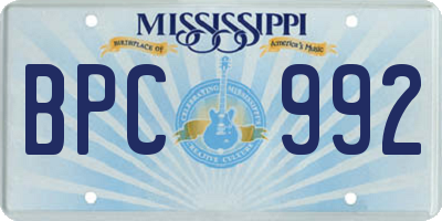 MS license plate BPC992