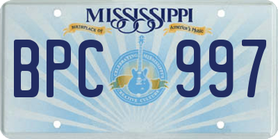MS license plate BPC997