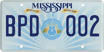 MS license plate BPD002