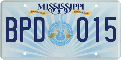MS license plate BPD015