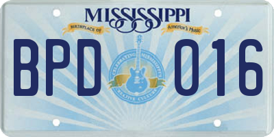 MS license plate BPD016