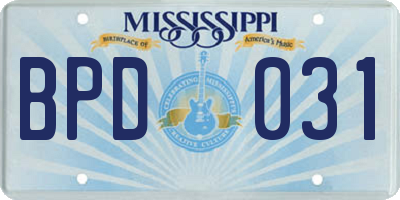 MS license plate BPD031