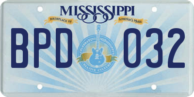 MS license plate BPD032