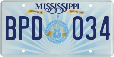 MS license plate BPD034