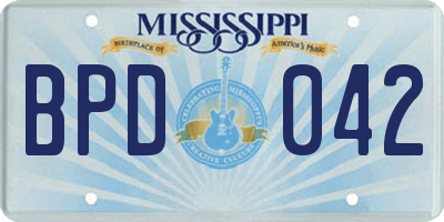 MS license plate BPD042