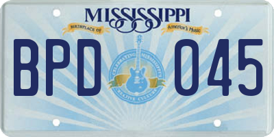 MS license plate BPD045