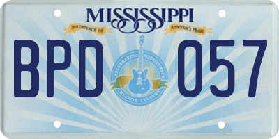 MS license plate BPD057