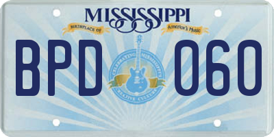 MS license plate BPD060