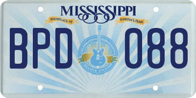 MS license plate BPD088