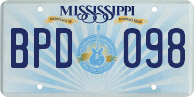 MS license plate BPD098