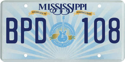 MS license plate BPD108