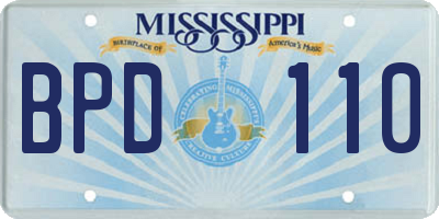 MS license plate BPD110