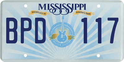 MS license plate BPD117