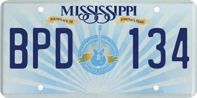 MS license plate BPD134