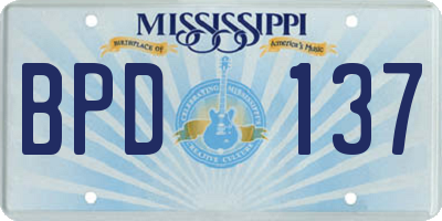 MS license plate BPD137