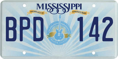 MS license plate BPD142