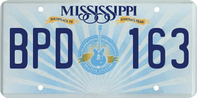 MS license plate BPD163
