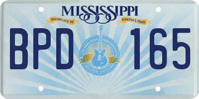 MS license plate BPD165