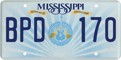 MS license plate BPD170