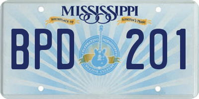 MS license plate BPD201