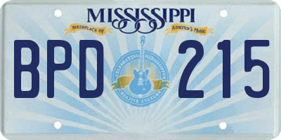MS license plate BPD215