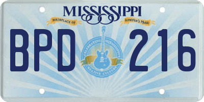 MS license plate BPD216