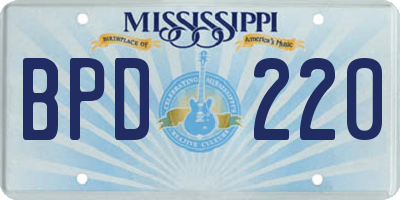 MS license plate BPD220