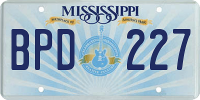 MS license plate BPD227