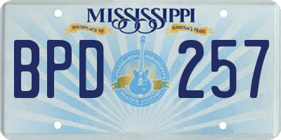 MS license plate BPD257