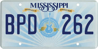 MS license plate BPD262