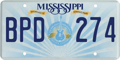 MS license plate BPD274