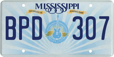 MS license plate BPD307
